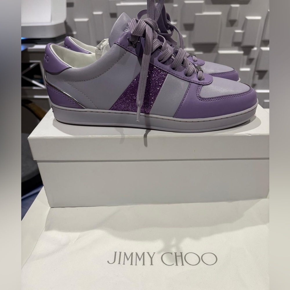 NIB Jimmy Choo Lavender Glitter Sneakers sz 39.5